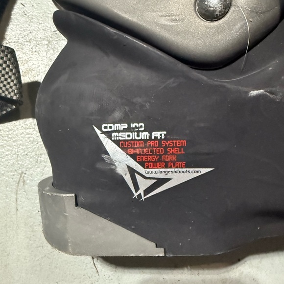 Black and Yellow Lange Comp 100 Ski Boots – Size 13, Medium Fit - Picture 4 of 7